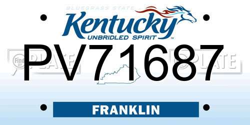 PV71687 Kentucky License Plate