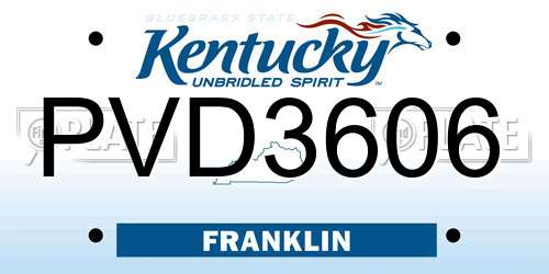 PVD3606 Kentucky License Plate
