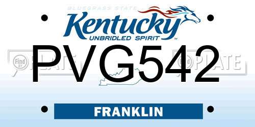 PVG542 Kentucky License Plate