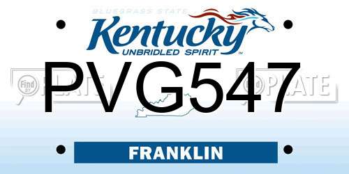 PVG547 Kentucky License Plate