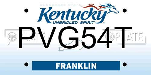 PVG54T Kentucky License Plate