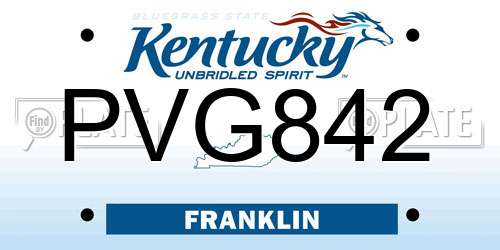 PVG842 Kentucky License Plate
