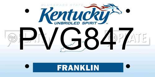PVG847 Kentucky License Plate