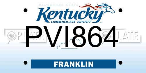 PVI864 Kentucky License Plate