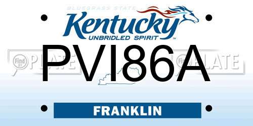 PVI86A Kentucky License Plate