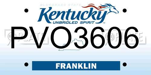 PVO3606 Kentucky License Plate