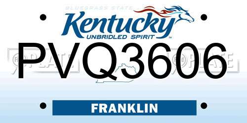 PVQ3606 Kentucky License Plate
