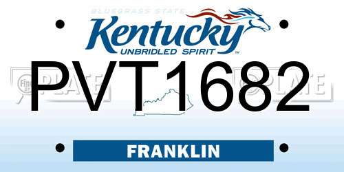 PVT1682 Kentucky License Plate