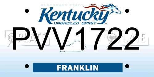 PVV1722 Kentucky License Plate