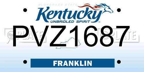 PVZ1687 Kentucky License Plate