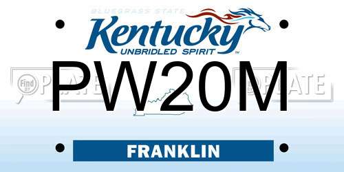PW20M Kentucky License Plate