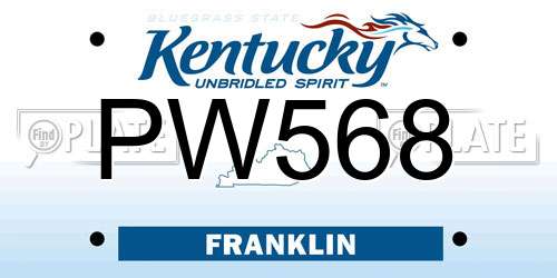 PW568 Kentucky License Plate