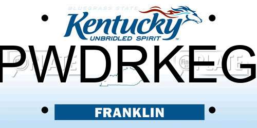 PWDRKEG Kentucky License Plate