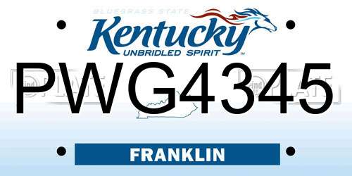 PWG4345 Kentucky License Plate