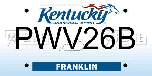 PWV26B Kentucky License Plate