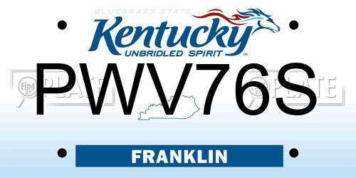 PWV76S Kentucky License Plate