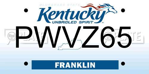 PWVZ65 Kentucky License Plate