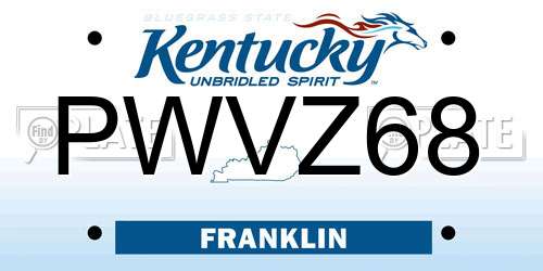 PWVZ68 Kentucky License Plate