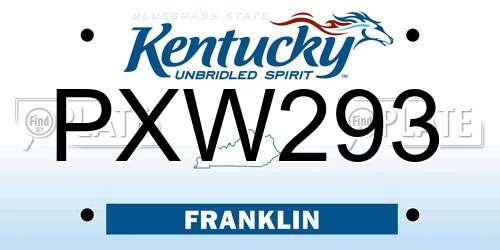 PXW293 Kentucky License Plate