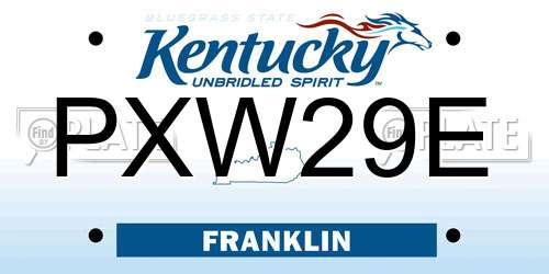 PXW29E Kentucky License Plate