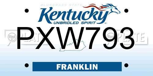 PXW793 Kentucky License Plate