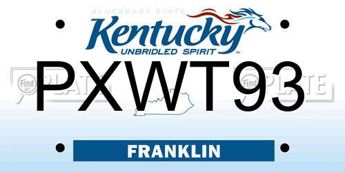 PXWT93 Kentucky License Plate