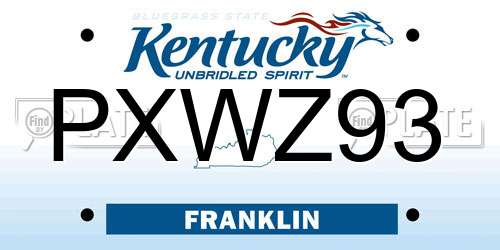 PXWZ93 Kentucky License Plate