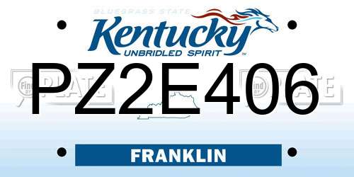 PZ2E406 Kentucky License Plate