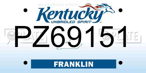 PZ69151 Kentucky License Plate