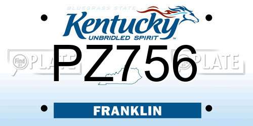 PZ756 Kentucky License Plate