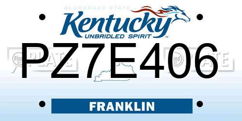 PZ7E406 Kentucky License Plate