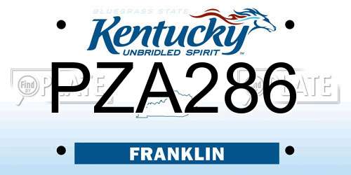 PZA286 Kentucky License Plate