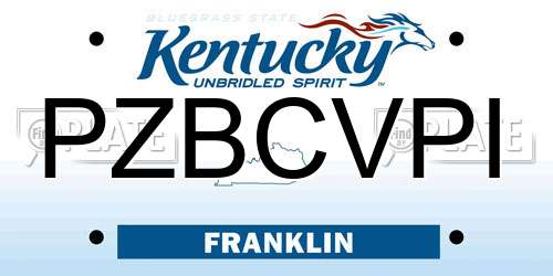 PZBCVPI Kentucky License Plate