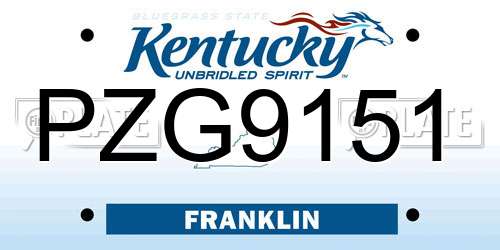 PZG9151 Kentucky License Plate