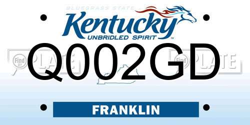 Q002GD Kentucky License Plate