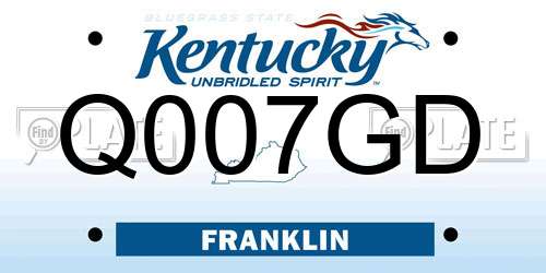 Q007GD Kentucky License Plate