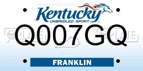 Q007GQ Kentucky License Plate