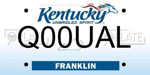 Q00UAL Kentucky License Plate