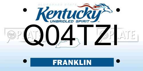 Q04TZI Kentucky License Plate