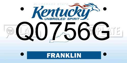 Q0756G Kentucky License Plate