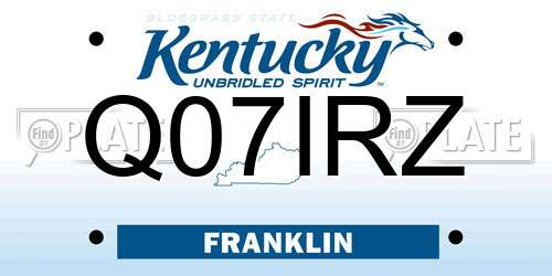 Q07IRZ Kentucky License Plate