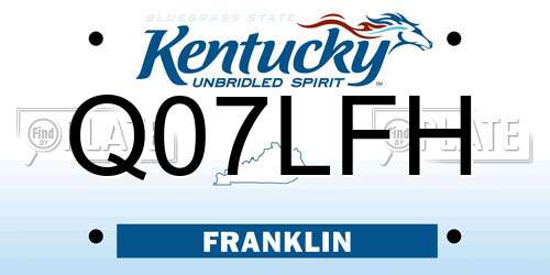 Q07LFH Kentucky License Plate