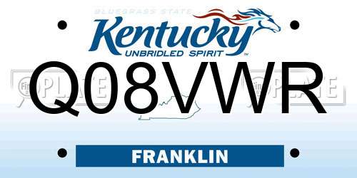 Q08VWR Kentucky License Plate