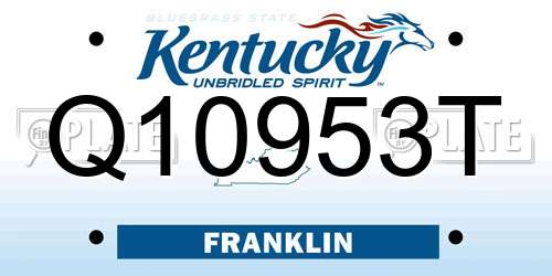Q10953T Kentucky License Plate