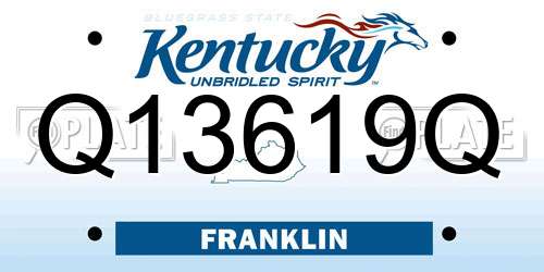 Q13619Q Kentucky License Plate