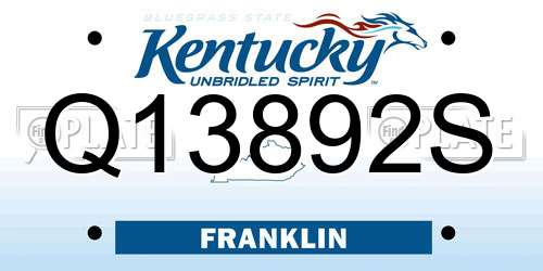 Q13892S Kentucky License Plate