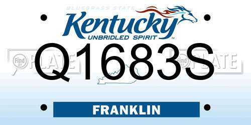 Q1683S Kentucky License Plate