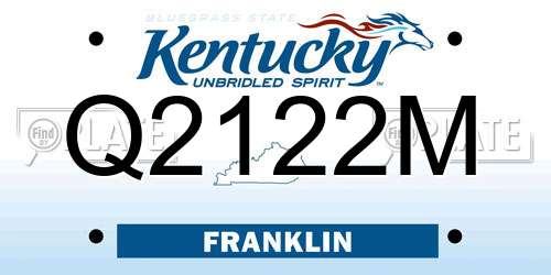 Q2122M Kentucky License Plate
