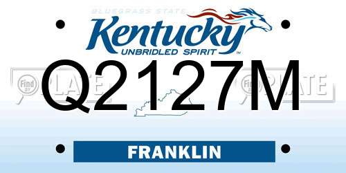 Q2127M Kentucky License Plate