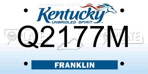 Q2177M Kentucky License Plate